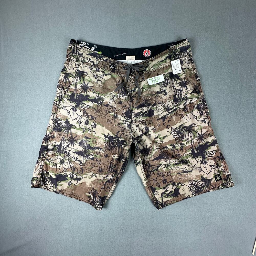Volcom Board Shorts Mens 36 Camo Floral Surf Swim Trunks